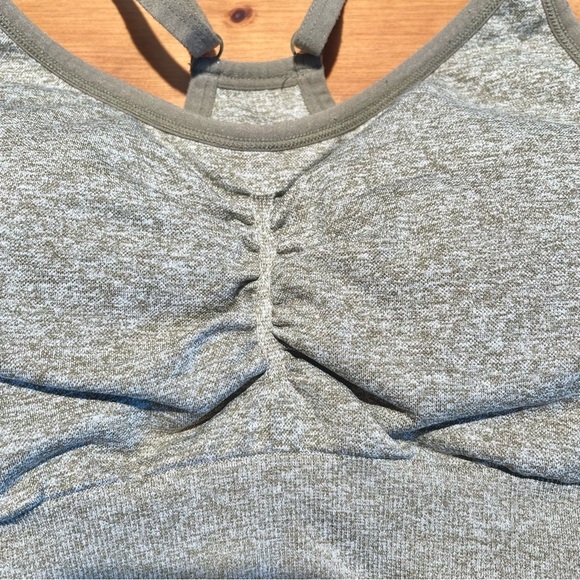 ECHT Women's Medium Arise Scrunch Sports Bra Green Grey Logo Band Strappy Padded - Picture 14 of 15